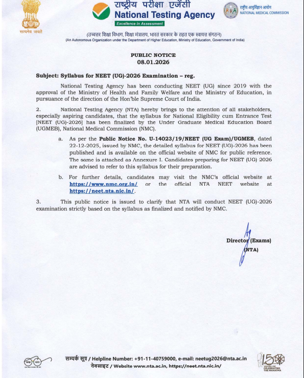 neet 2026 syllabus pdf by NTA